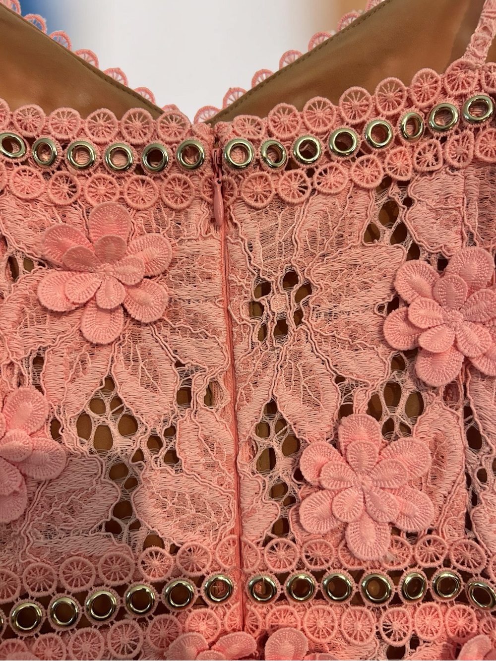 Michael Kors Coral Lace Floral Appliqué Sundress - Picture 7 of 9
